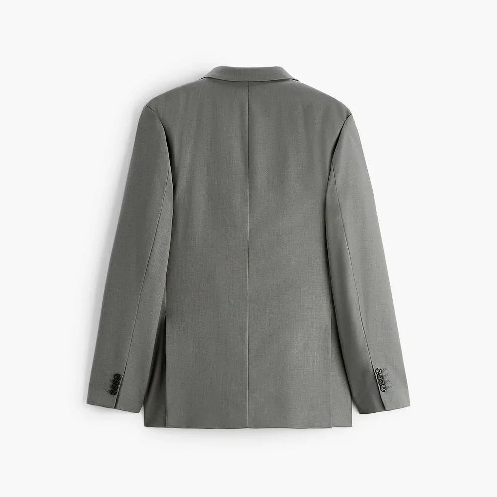 Zara Textured Suit Blazer Olive Green